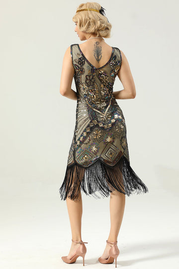 Vestido de la década de 1920 golden fringe